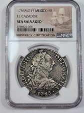 1783 Mo Mexico Silver 8 Reales EL CAZADOR Shipwreck NGC Genuine Certified *T266