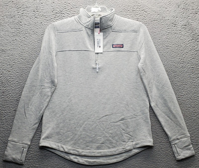 Vineyard Vines Dreamcloth Shep 1/4 Zip Pullover Womens S Gray Thumb Hole Sleeve