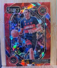 Kyshawn George Red Cracked Ice Prizm Courtside RC 2024-25 Select Wizards Rookie