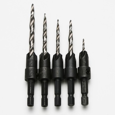 TMAX 6pc #4 #6 #8 #10 #12 Countersink Tapered Drill Bit Set, for Woodworking