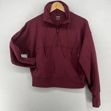 OLD NAVY Sweatshirt Womens M Active Dynamic Fleece 1/2 Zip Thumbholes Red NWOT