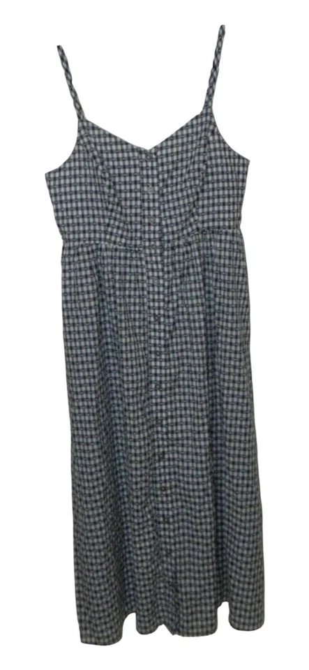 Vestido MODCLOTH Negro Guinga Claramente Carismático Midi Botón Vestido Grande Foto 3 de 4