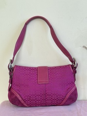 バッグ Coach Soho Hobo Suede Leather Shoulder Rare Vintage Coach Soho Hobo Shoulder Bag Rose red Leather