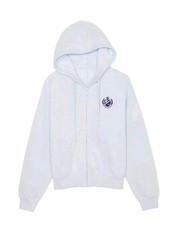 Victoria's Secret XL Pink Ivy Fleece Campus Zip Hoodie Hydragea Sweatshirt NWT