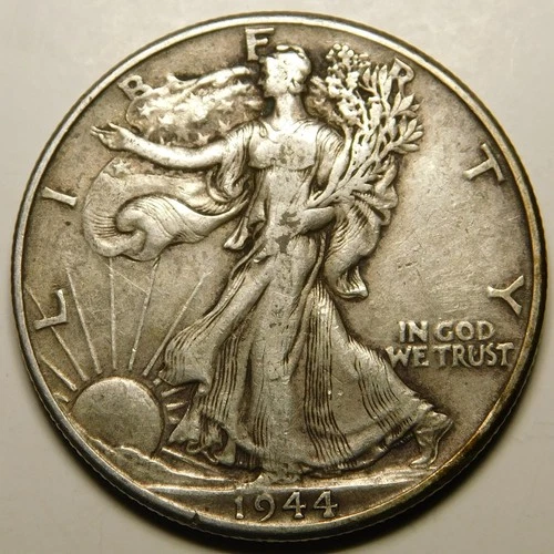 1944 P Walking Liberty Half Dollar 90% Silver VF+  "As Pictured-Not Cleaned"