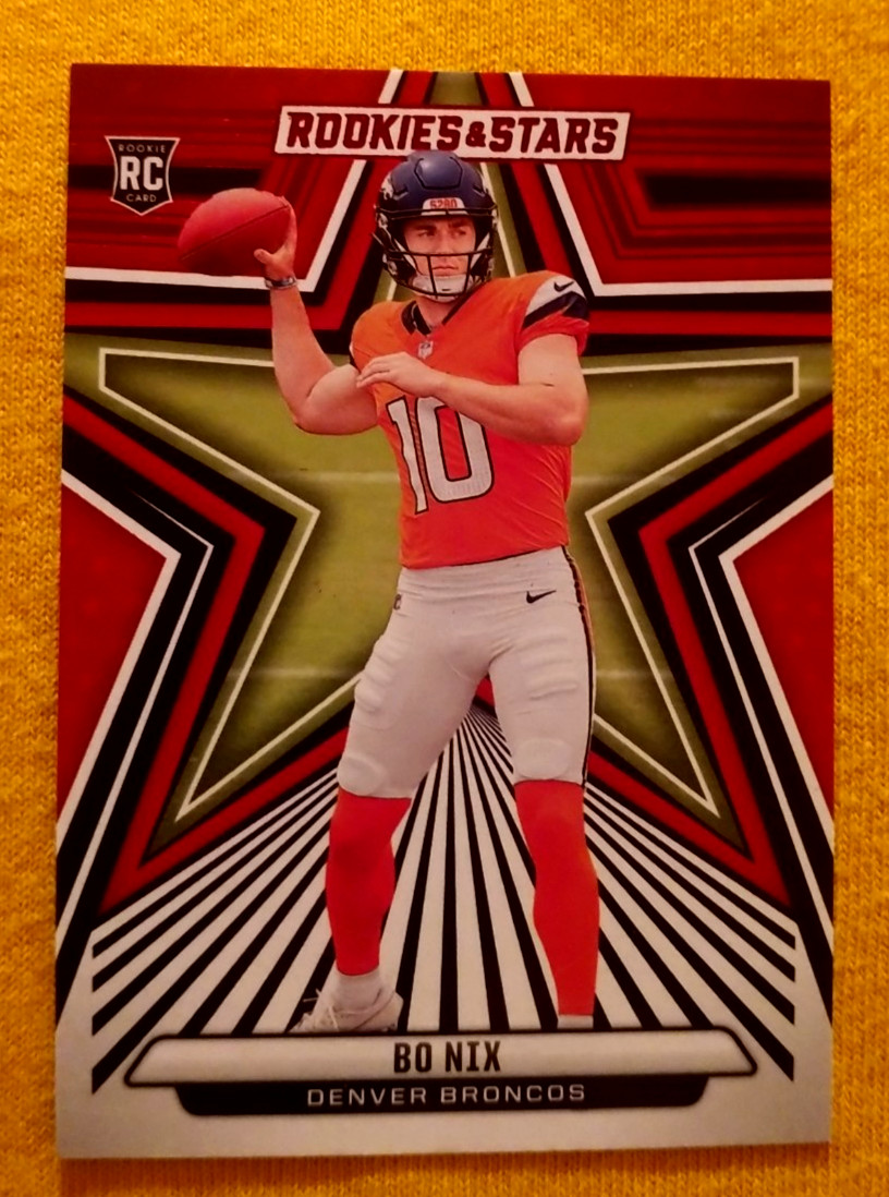 Bo Nix 2024 Panini Rookies & Stars Red Foil Parallel RC #108 - Denver Broncos