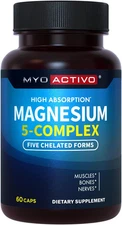 5-In-1 Magnesium Complex - High Absorption - Chelated Magnesium Glycinate, Malat