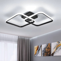42W LED Square Ceiling Light  Black Modern Acrylic Lamp for Living Room Office