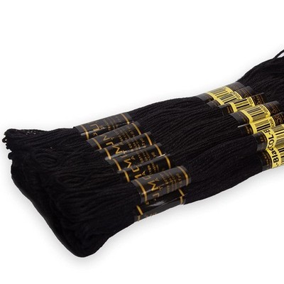 Premium Black Embroidery Thread 12 Skeins Egyptian Cotton
