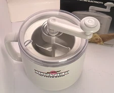DONVIER Premier Ice Cream Maker White Hand Crank Homemade Ice Cream
