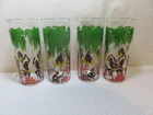 Vintage Federal glass set of 4 Tiki dancing natives drinking glasses
