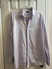 Proper Cloth Non-Iron Dress Shirt Men Medium Light Purple Cotton Business Formal