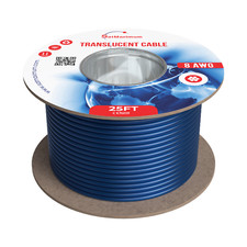 25FT Translucent Speaker Cable/Primary Power/Auto Enhanced Wire 8AWG CCA Blue
