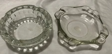 Vintage Pair of Round Clear Cut Glass Design Ashtray "FNG" Indonesia  6”