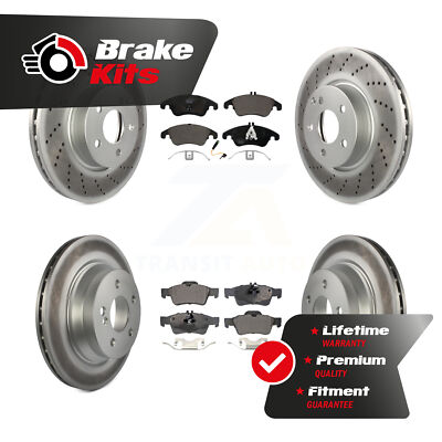 Front Rear Coated Brake Rotor & Ceramic Pad Kit For 2010-2016 Mercedes-Benz E350