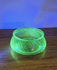 Vintage Green Depression Glass Uranium Vaseline Bowl