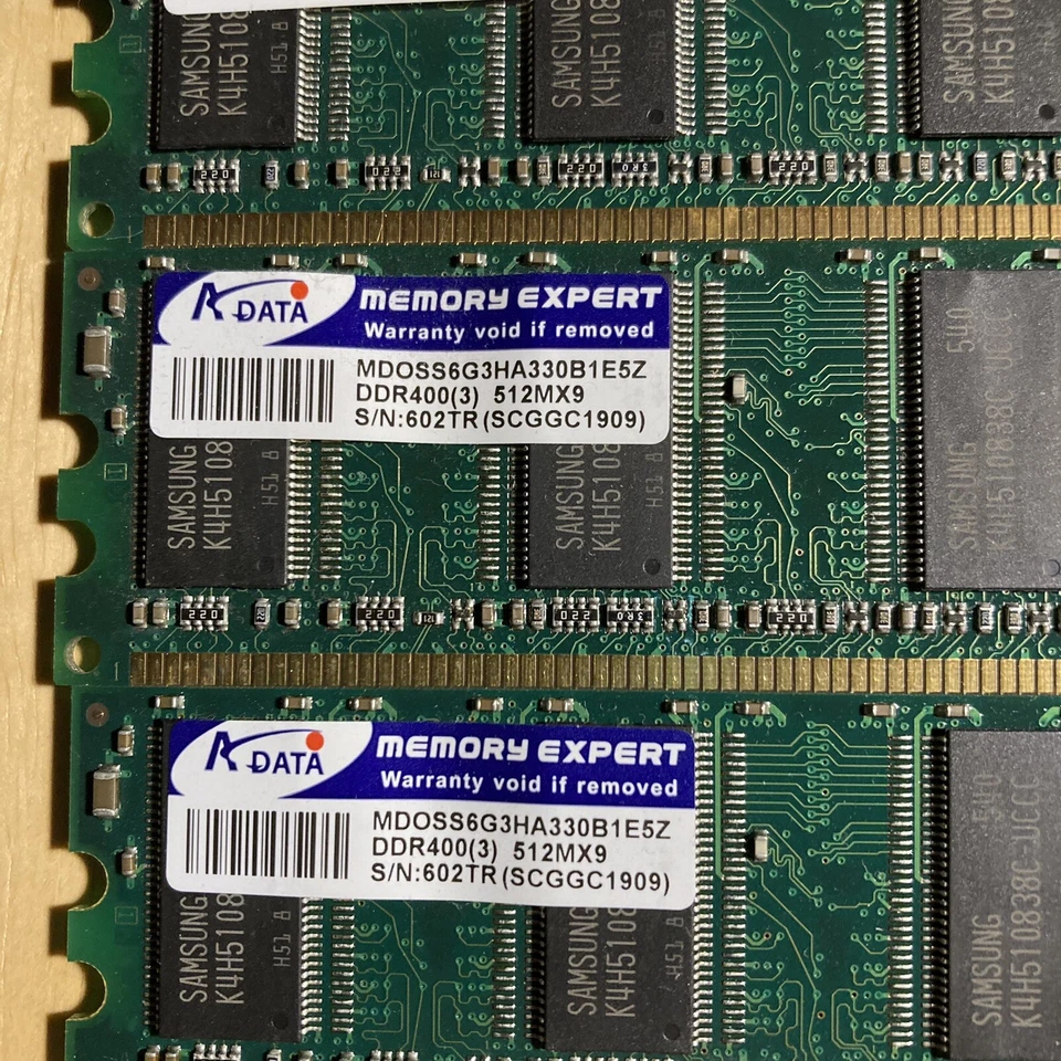 4X ADATA 512MB 512MX9 MDOSS6G3HA330B1E5Z PC-3200 DDR 400 ECC Server RAM DDR1 2GB - Image 3 of 4