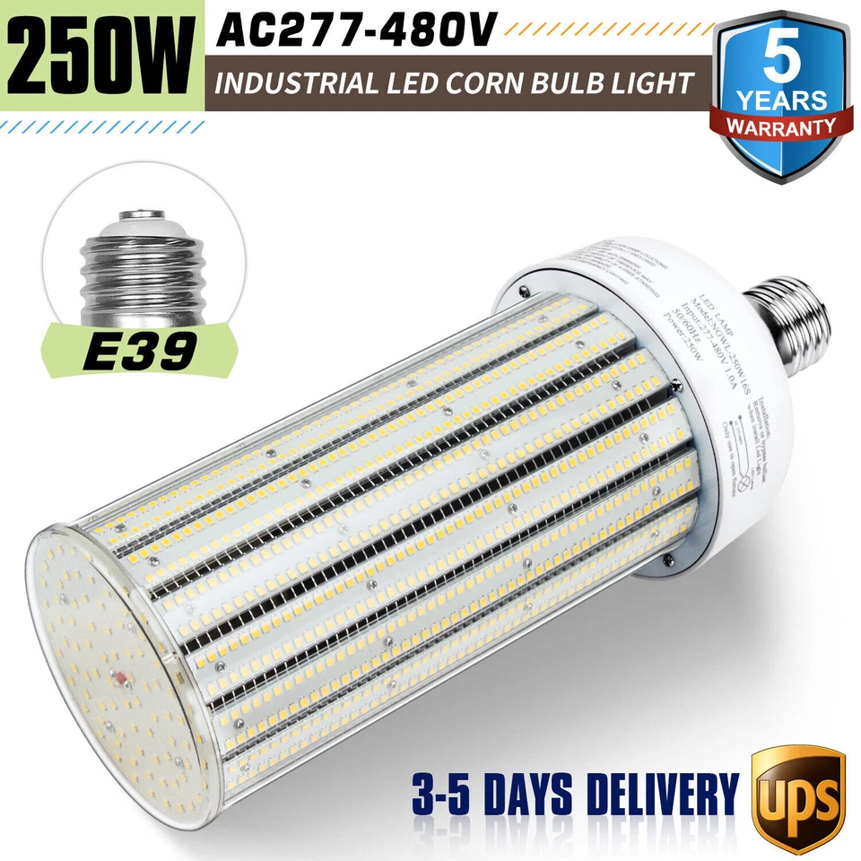 480V LED Corn Light 60W-250W Warehouse High Bay Corn Bulb Industrial 6000K Clear - Image 4 of 4