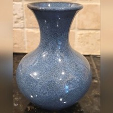 Vintage Jugtown Ware Blue Vase North Carolina Pottery 1988