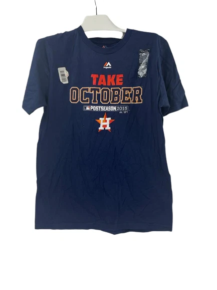 Majestic Youth Houston Astros Postseason Participant Take October Shirt,Navy-  L