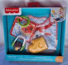 Fisher Price Cutest Chef Gift Set Rattle Tetther Bib Cooking Mit Meatball Wash