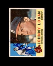 Johnny Logan Signed 1960 Topps Milwaukee Braves Autographed