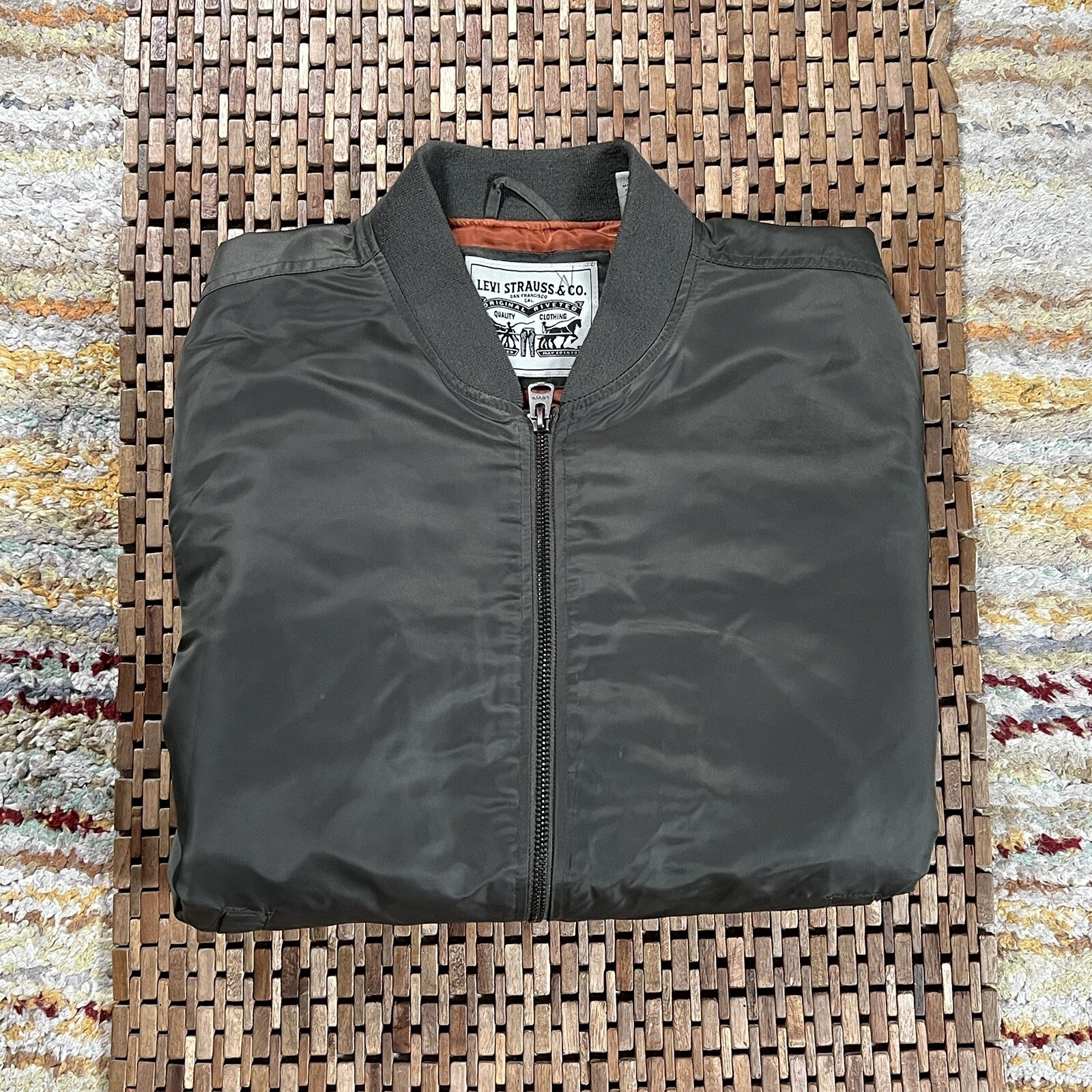 Levi's Jacket Men's Small Green Lightweight Green Bomber Military Flight