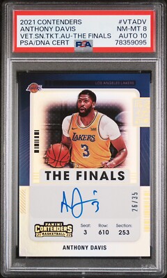 2021 PANINI ANTHONY DAVIS VET.SN.TKT.AU-THE FINALS PSA 8 /AUTO 10 