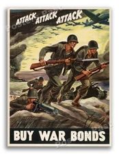 “Attack Attack Attack” 1942 Vintage Style World War 2 Poster - 18x24
