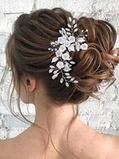 Flower Bride Wedding Hair Vine Silver Headpiece Leaf Bridal Hair Piece Hair A...