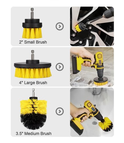 3Pcs Car Wheel Tire Rim Scrub Cleaning Brush Drill Kit Wash washing Tool Cleaner - Bild 7 von 14