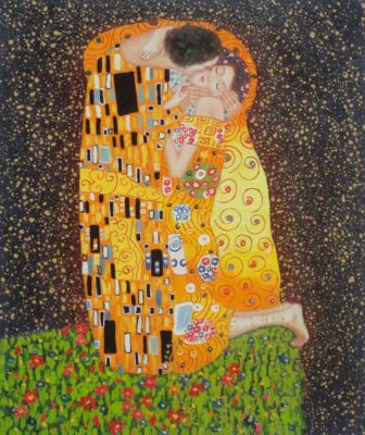 24x20 The Kiss Of Gustav Klimt Oil Painting Modern Portrait Couple