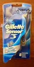 Gillette Disposable Razors 8 pack Gillette Sensor 3 Sensitive (3 blades each)