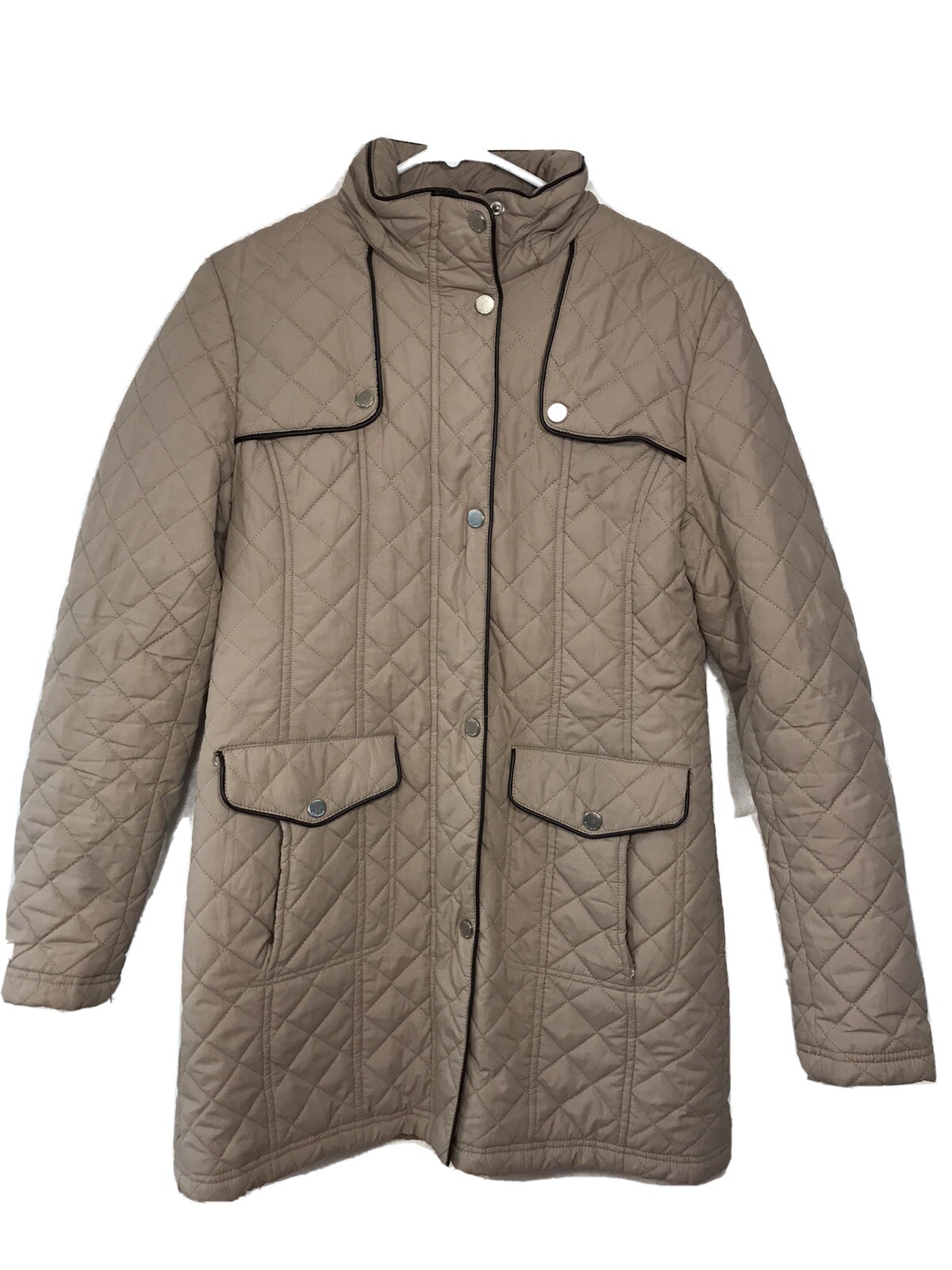 Tommy Hilfiger Jacket Womens Brown Collared Snap/Zip Winter Coat Quilted 32x18