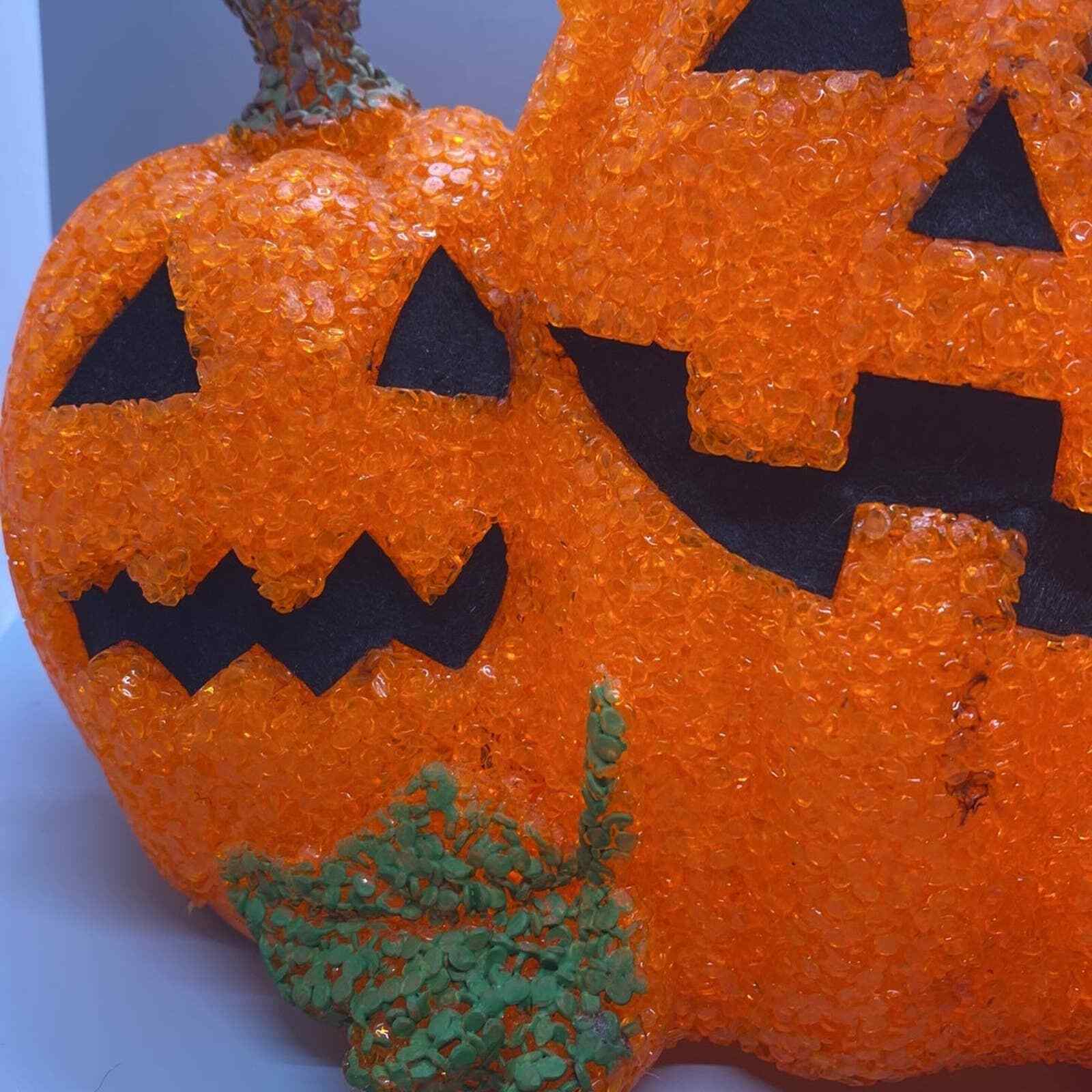 Vintage Halloween light up pumpkin Melted Plastic trio vintage holiday