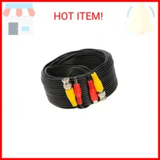 50FT Black Premade BNC Video Power Cable Extension Wire for CCTV, Security Camer