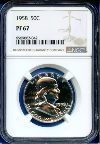 1958 P NGC PF67 PR67 Franklin Half Dollar 50c US Mint 1958-P PF-67 Blast White