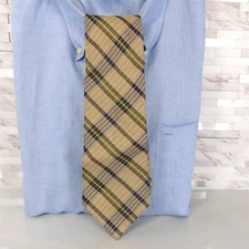 Neck Tie Mens Beige Plaid Silk Knitted Simple Tartan Casual Necktie DAKS London
