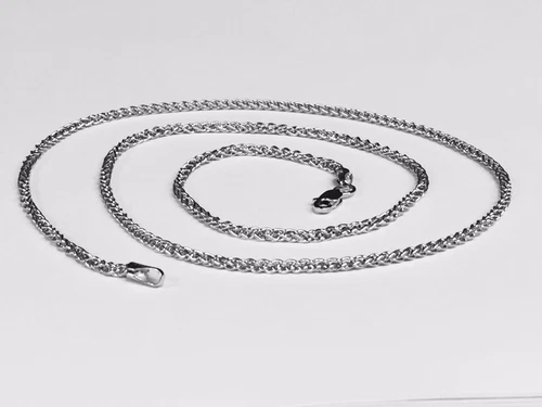 14k White Gold 20" Basket Rope Square Wheat Link Chain Necklace 1.8mm 3.9 grams - Picture 1 of 1