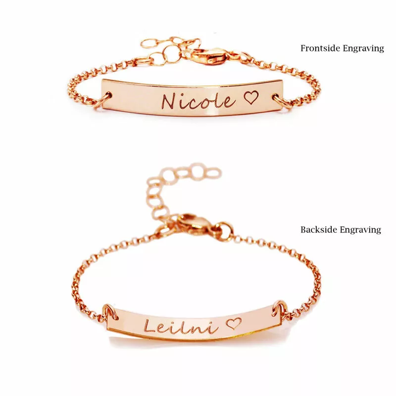 18K Rose Gold Dainty Baby Bracelet Birthday gift ideas for girls Engraved