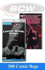 500 BCW Modern /Current Comic Book Bags 6 7/8 x 10 1/2 2 Mil Safe Storage Sleeve