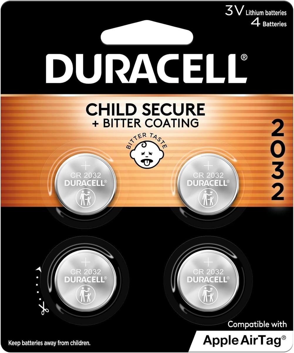 Duracell 2032 Lithium Battery 4 Ct Pack Child Safety Compatible