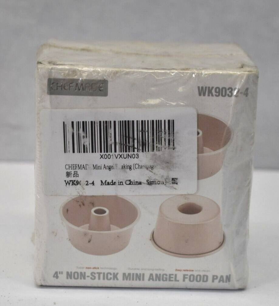 Chefmade Mini Angel Food Pan Set 3.5" 4 Piece Non Stick For Oven