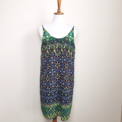 topshop green slip dress