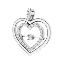 I1 G 0.35Ct Round Diamond Heart Pendant Necklace Prong Set White Gold 0.82 Inch