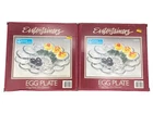 Set Of 2 ~ 10" Vintage Deviled Egg Glass Plate~USA MADE. Glass Egg Plate