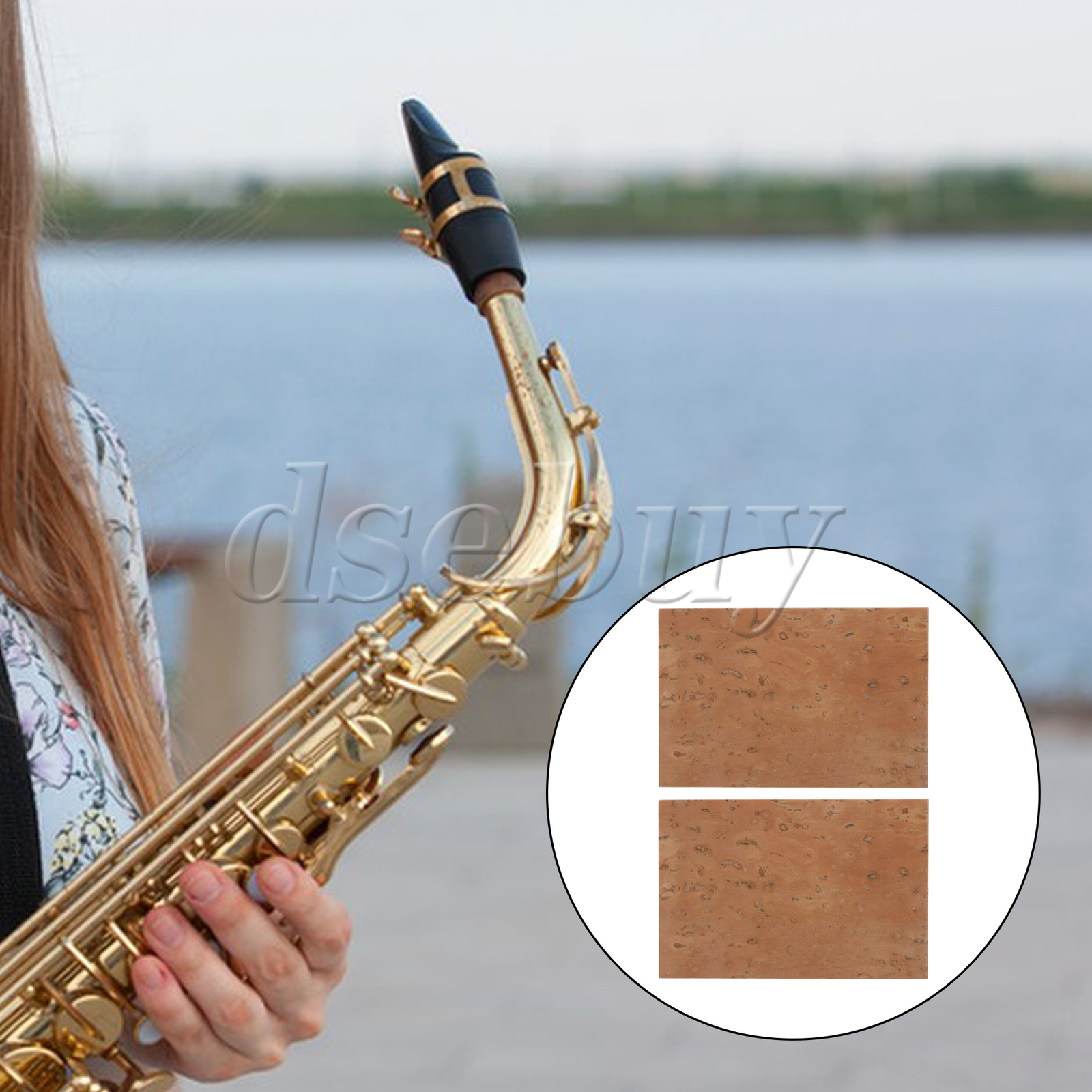 2 Pieces Sax Neck Joint Cork Pads Sheets 2.44" x 1.61" for Alto Soprano Set