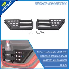 2pcs Rear Door Storage Box Pocket Case Metal+Strap for Jeep Wrangler JL JT 2018+