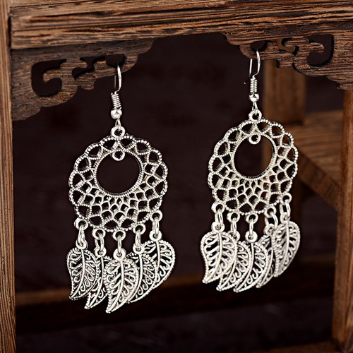 Pendientes colgantes de colección bohemia boho borla coloridas cuentas de madera con tachuelas para mujer - Imagen 197 de 212