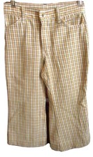 26x19 Vintage 1970's Boys Girls Jeans YELLOW PLAID BELLBOTTOM FLARE DENIM HIPPY